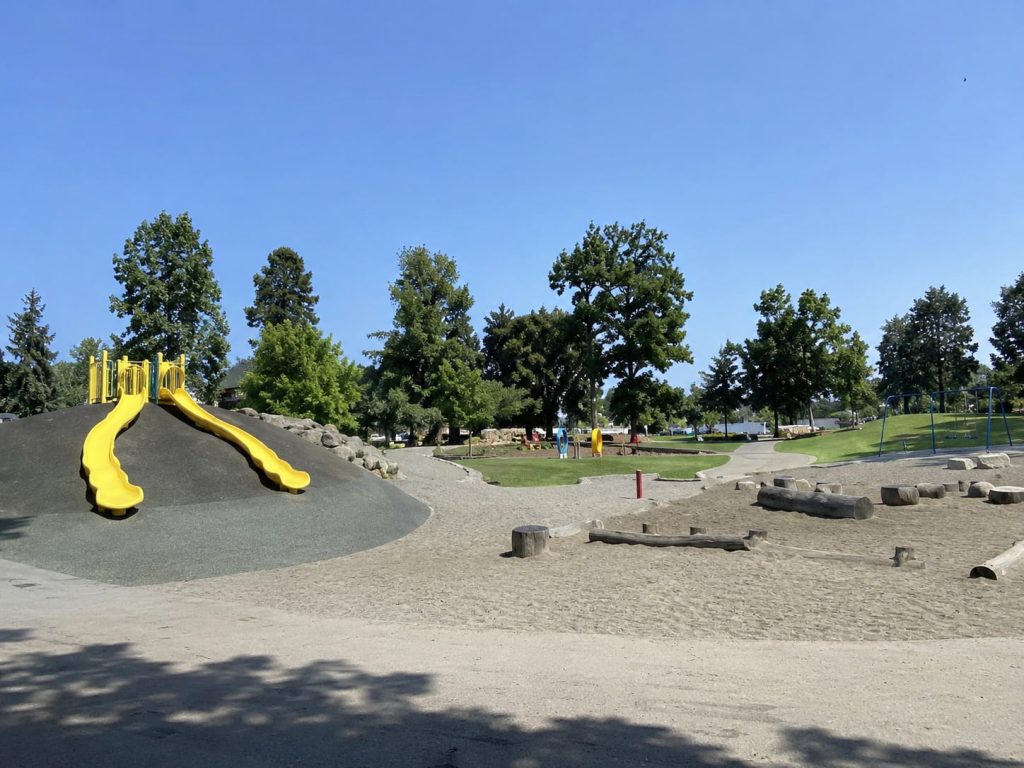 Les Gove Park in Auburn Washington showing the civic campus green space that surrounds the White River Valley Museum in the heart of the community